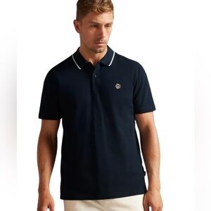 Ted Baker CAMDEN classic polo, Black, size L Ted size 4, organic cotton